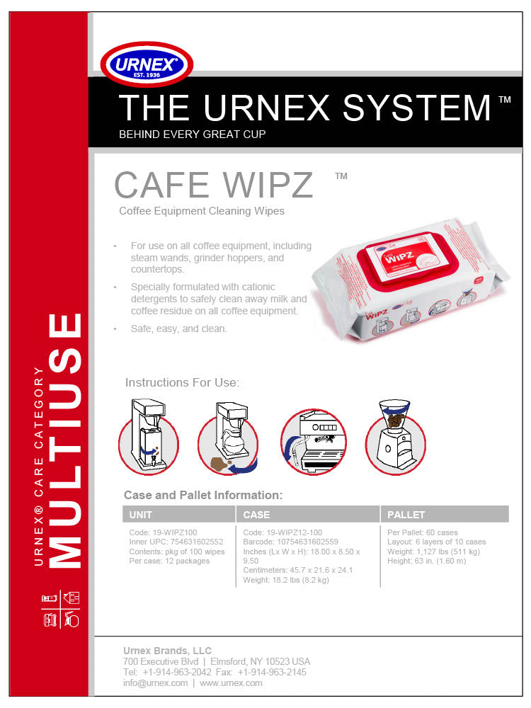Urnex Café Wipz Coffee Cleaning Wipes
