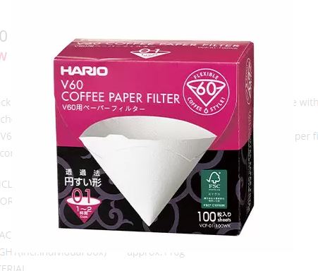 HARIO | V60 Paper Filter 01 W 100 Sheets (Box)